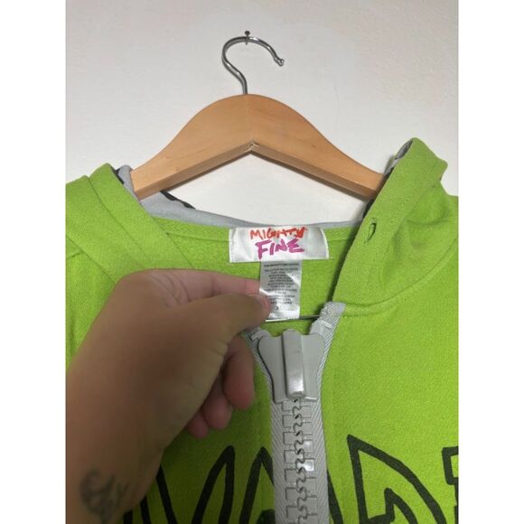 Mighty Fine Invader Zim Hoodie Full Zip XL Lime Green Nickelodeon Nostalgia - Picture 3 of 4